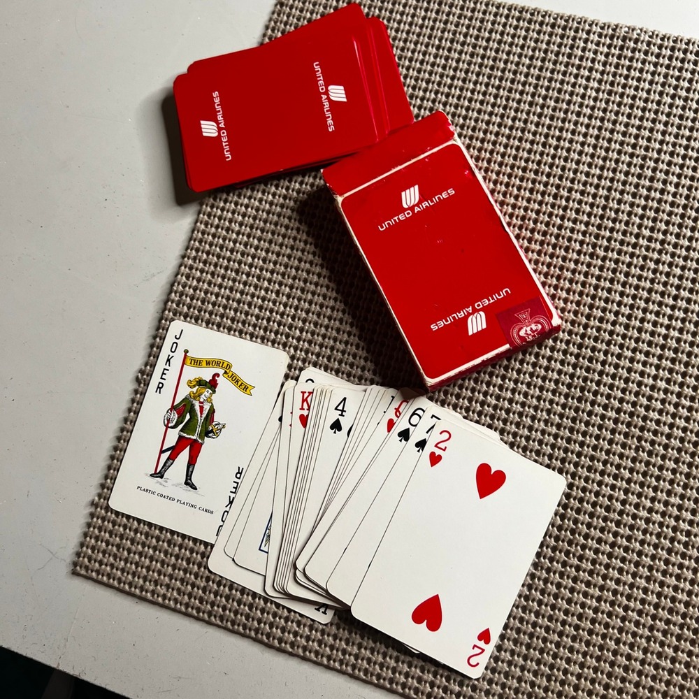 Vintage United Airlines Playing Cards Red Tulip Logo Collectible Aviation Deck